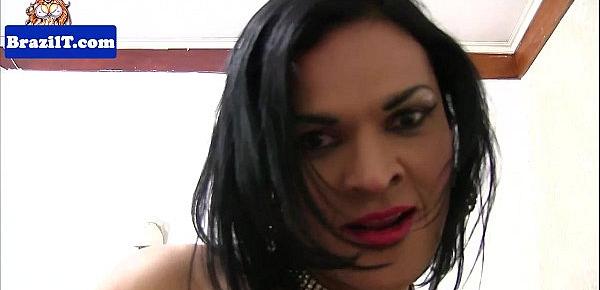  Latina shemale pulling her hard cock